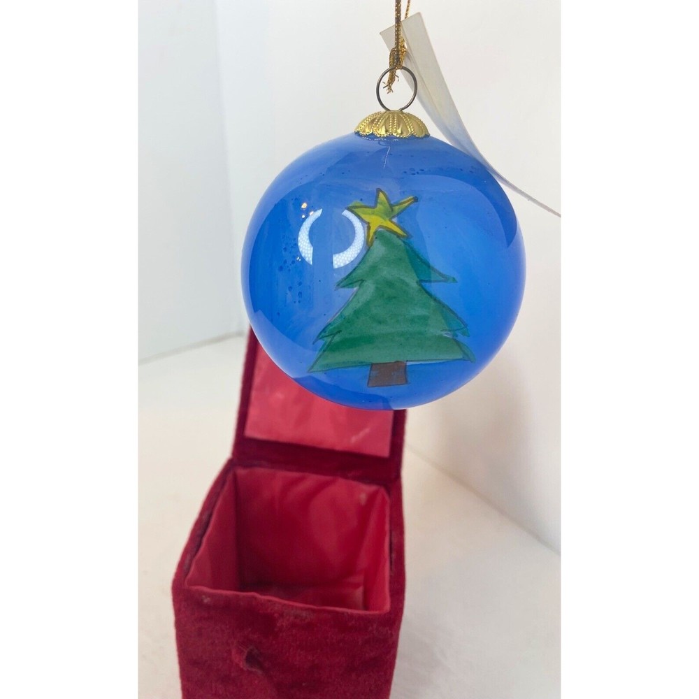 Vintage Greenbrier Glass Ball Ornament Hand Blown Hand Painted Snowman